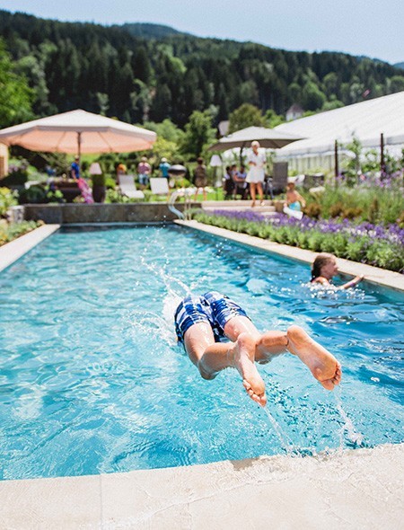 The natural pool at the Fresner company provides swimming fun on summer days